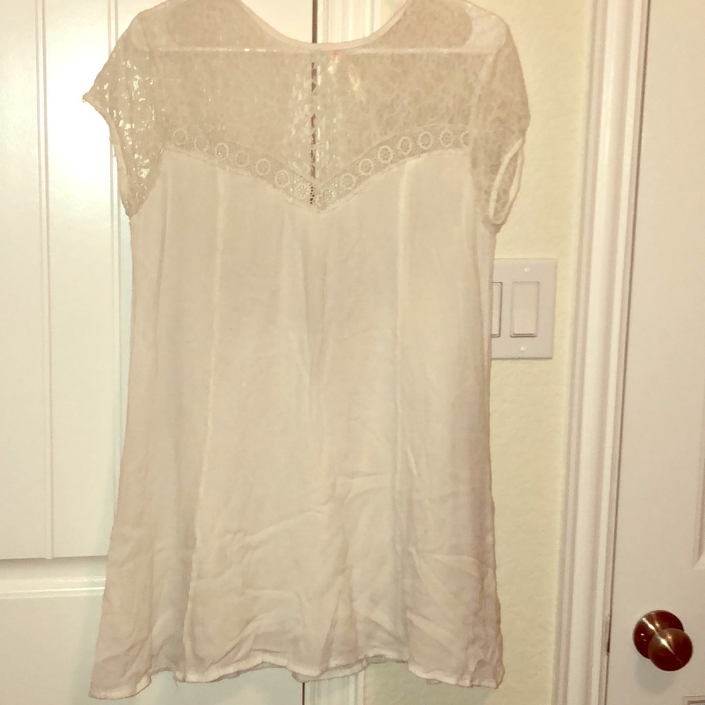 WHITE+LACE BABYDOLL DRESS W/ BUILT IN SLIP